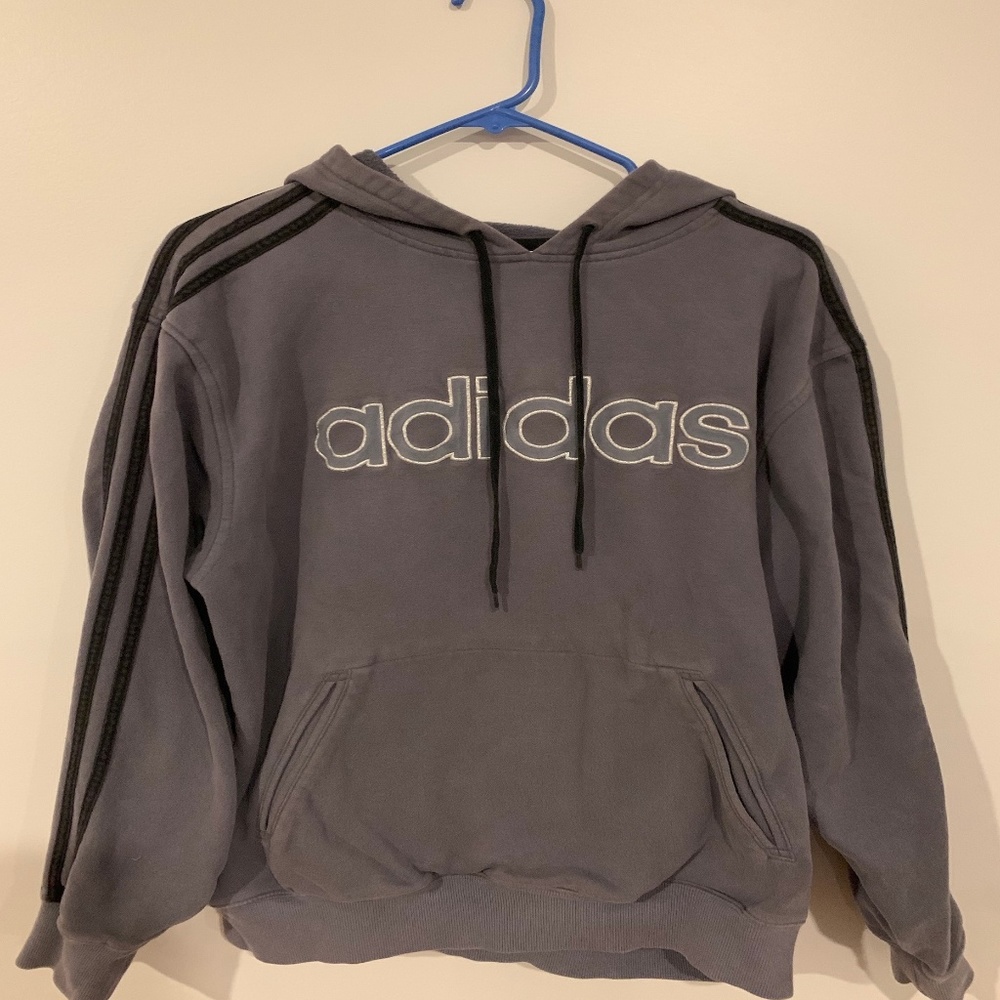 Adidas 3-Stripe Gray/Black Microfiber Hoodie